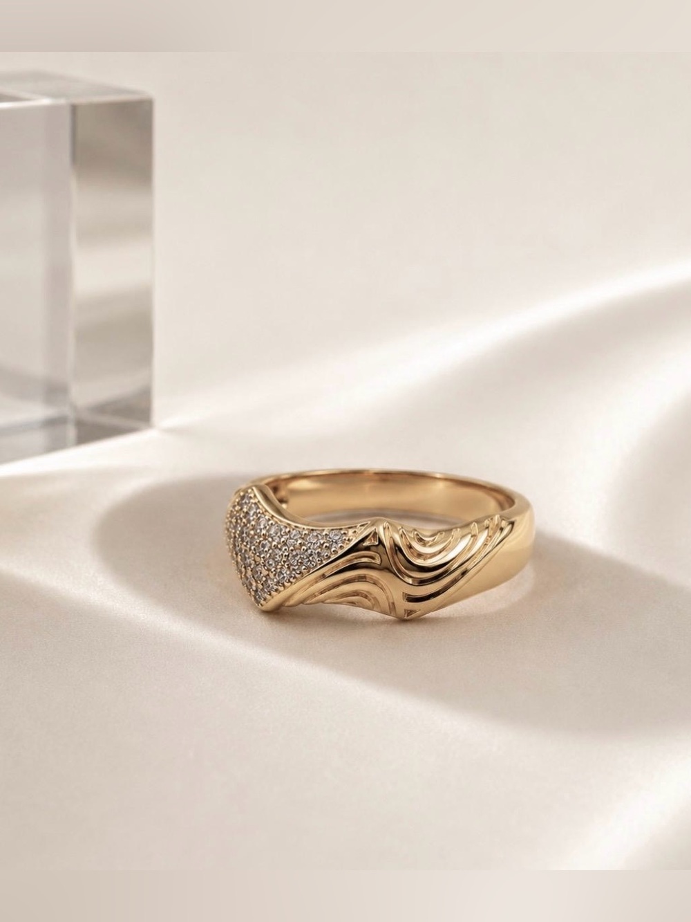 Wave Pavé Statement Ring -14K Gold Plated /Forever Collection/Women Jewelry- New